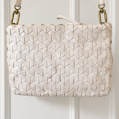 Madewell Leather Light Taupe Woven Crossbody Bag