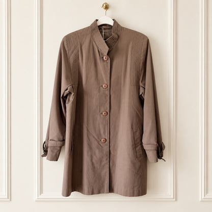 Vintage Fleet Street Taupe Quilted-Collar Coat