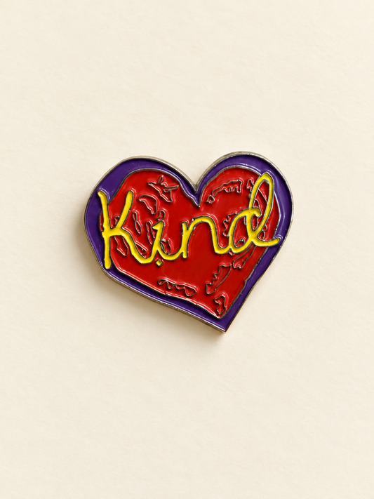 Kind Heart Pin in Red Purple and Yellow