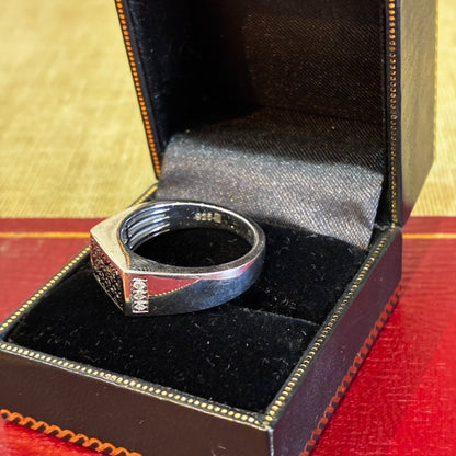 EFFY® Men's Ring 1/2 ct. t.w.  Real Black & White Diamonds  .925 Silver | Size 10