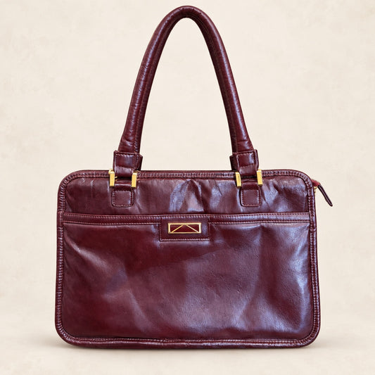 Vintage Mary Ann Rosenfeld Burgundy Leather Shoulder Bag