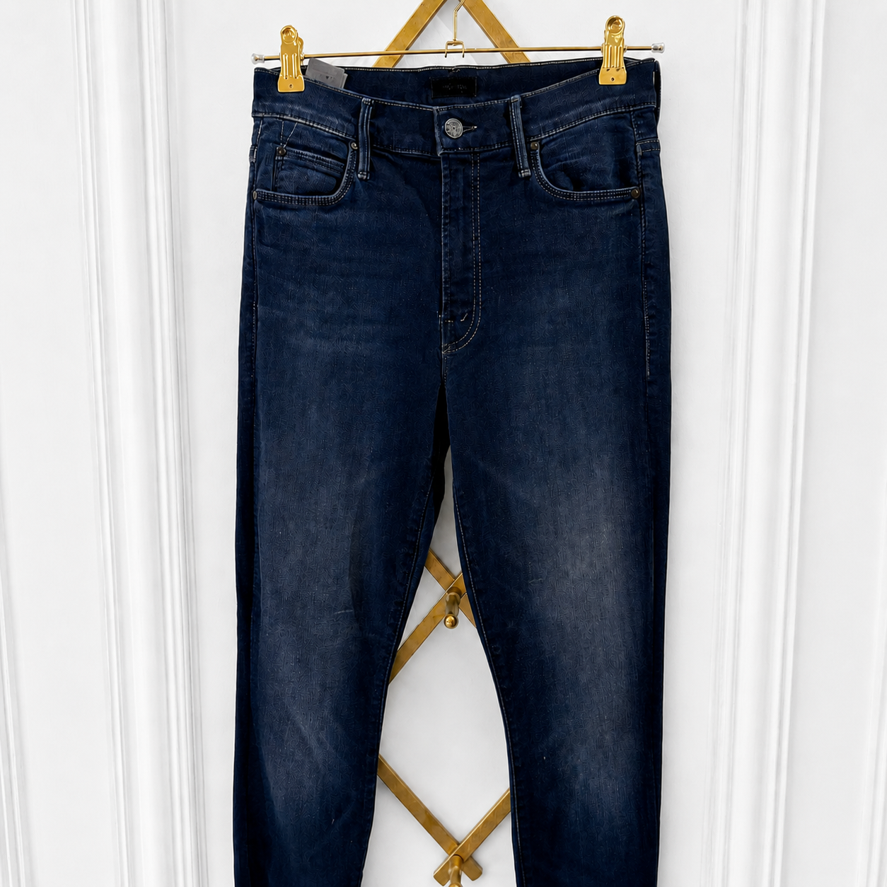 MOTHER Dark Wash Raw Hem Jeans Size 27 Cropped Straight Denim