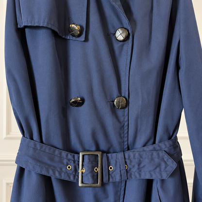 Vintage Sears Navy Double-Breasted Belted Trench Coat