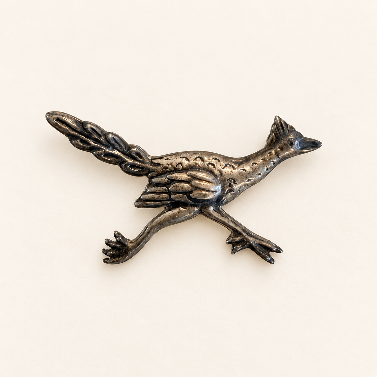 Silver-Tone Roadrunner Brooch