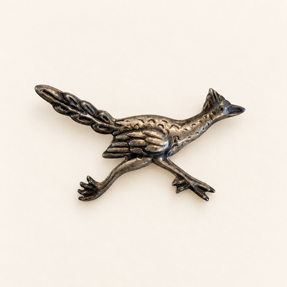 Silver-Tone Roadrunner Brooch