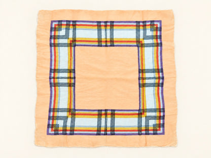 Peach Multicolor Plaid Square Scarf