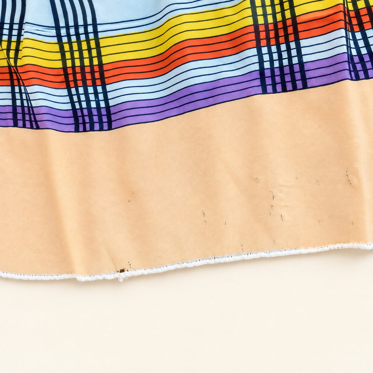 Peach Multicolor Plaid Square Scarf
