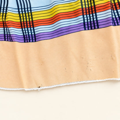Peach Multicolor Plaid Square Scarf