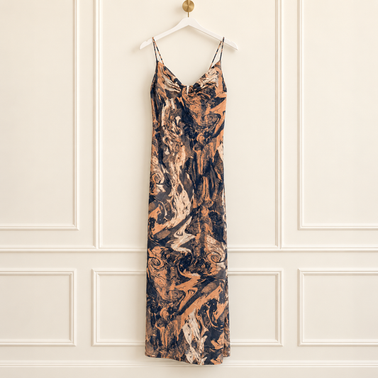 VICI Navy & Tan Abstract Print Maxi Dress | Size XL