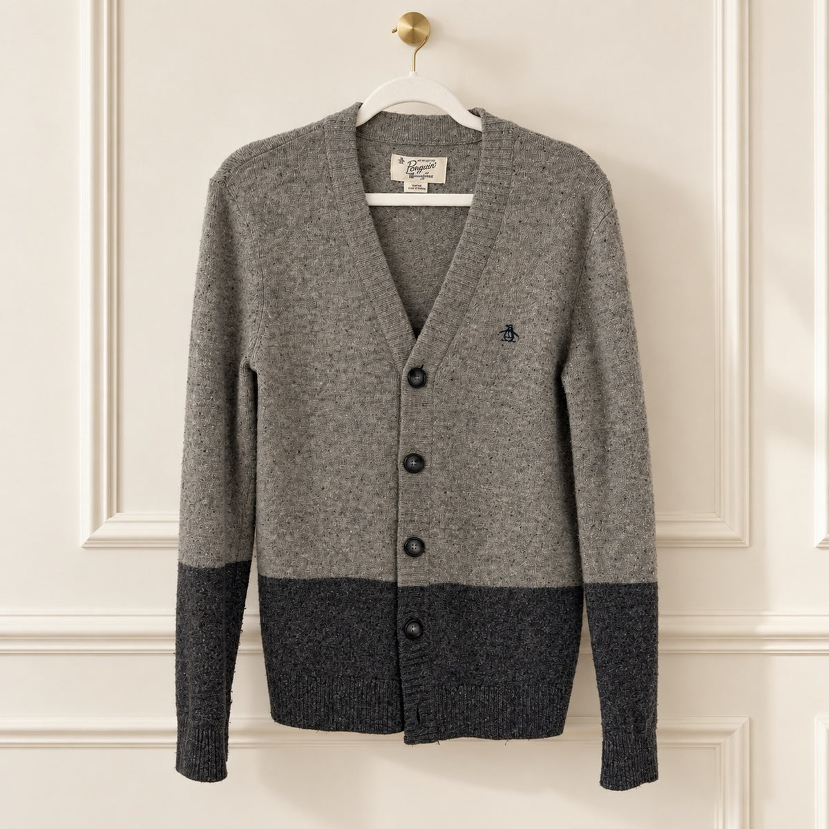 Original Penguin Gray Colorblock Cardigan | Size Small
