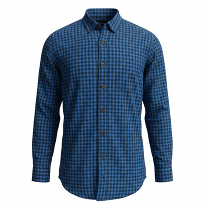 Allen Edmonds Men’s Blue & Black Gingham Button-Down Shirt