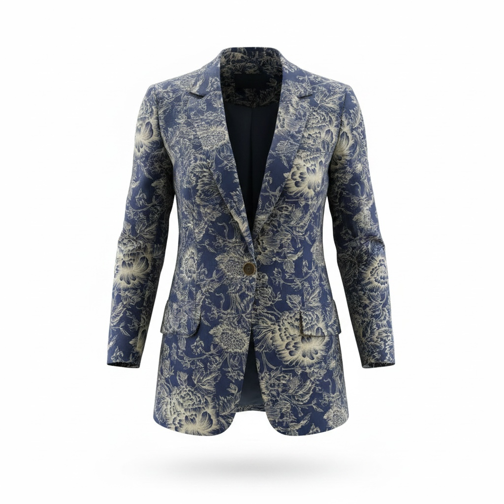 Vintage 100% Silk Floral Blazer