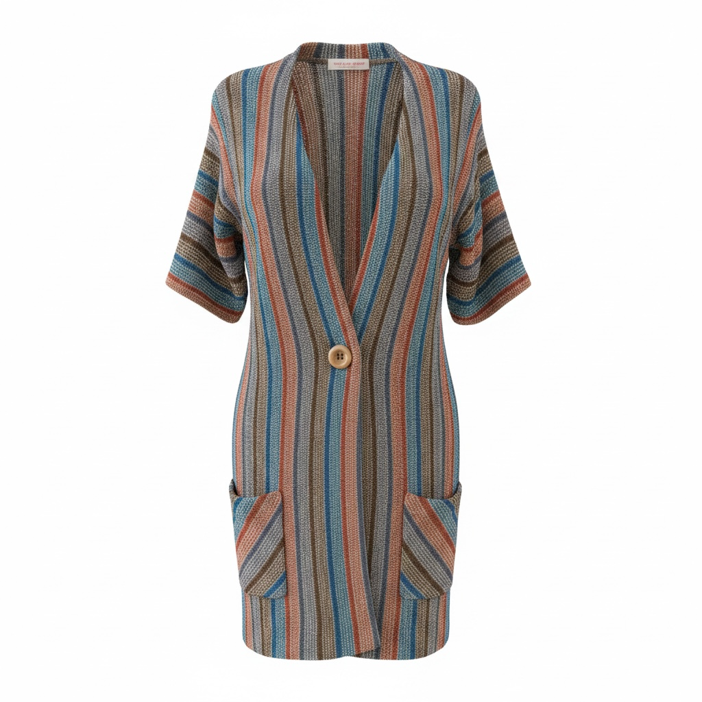 Vintage Striped Knit Duster Cardigan