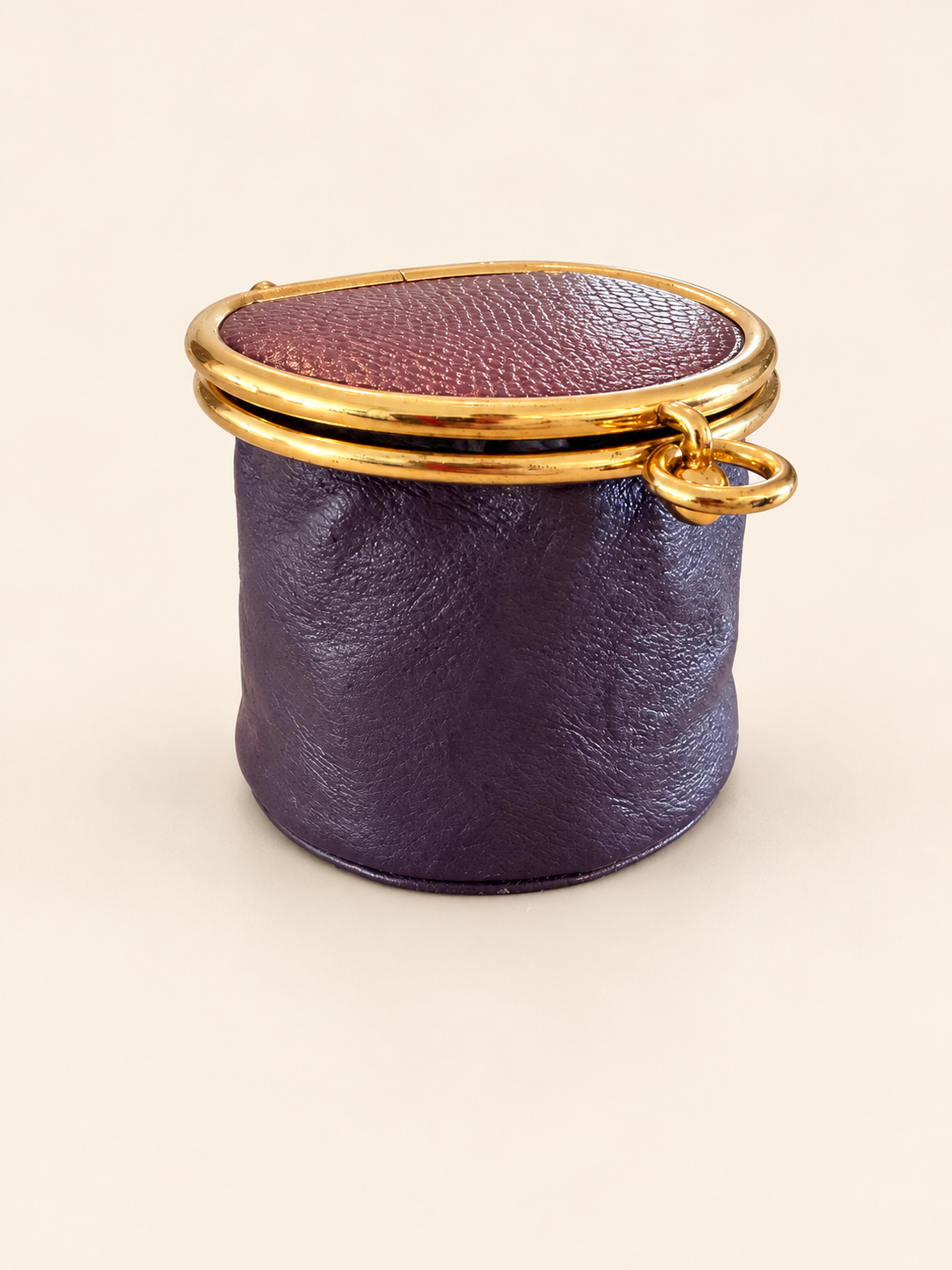 Neiman Marcus Purple Leather Expandable Coin Purse