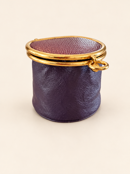 Neiman Marcus Purple Leather Expandable Coin Purse