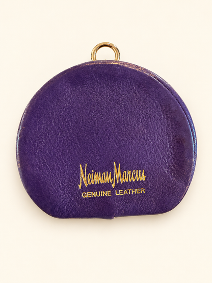 Neiman Marcus Purple Leather Expandable Coin Purse