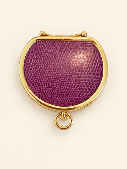 Neiman Marcus Purple Leather Expandable Coin Purse