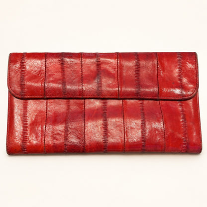Vintage Red Genuine Eel Skin Envelope Wallet | Made in Korea