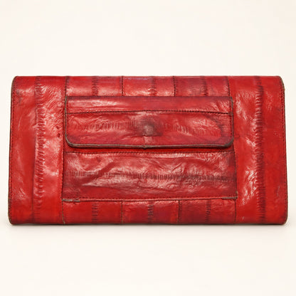 Vintage Red Genuine Eel Skin Envelope Wallet | Made in Korea