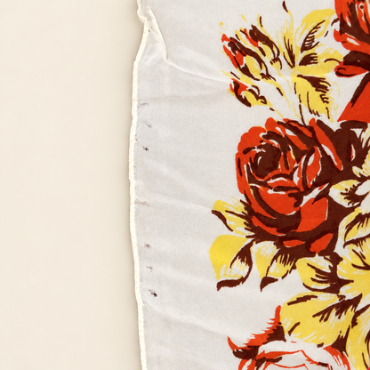 Vintage Ivory Rust & Yellow Floral Scarf