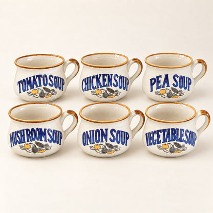 Vintage Festival Ceramic Soup Crocks | Set of 6