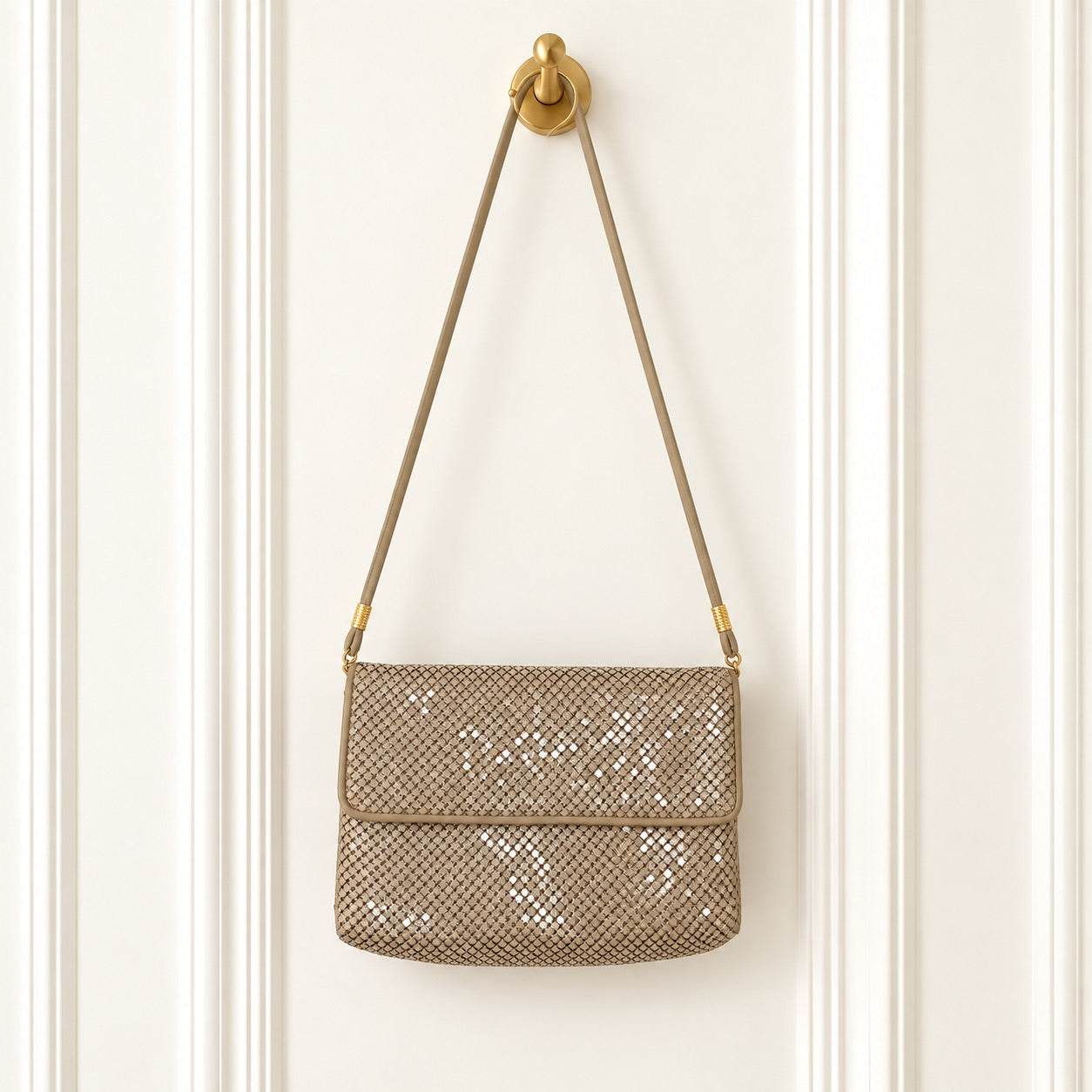 Whiting & Davis Metallic Mesh Envelope Shoulder Bag