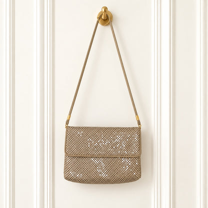 Whiting & Davis Metallic Mesh Envelope Shoulder Bag
