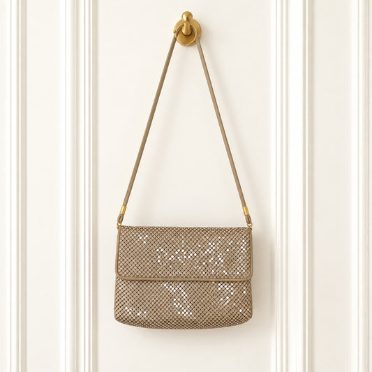 Whiting & Davis Metallic Mesh Envelope Shoulder Bag