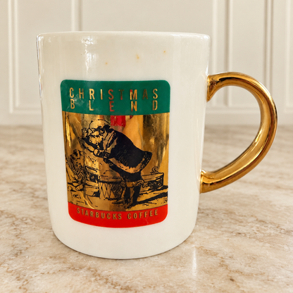 Vintage Starbucks Christmas Blend Gold-Handle Mugs – Set of 2