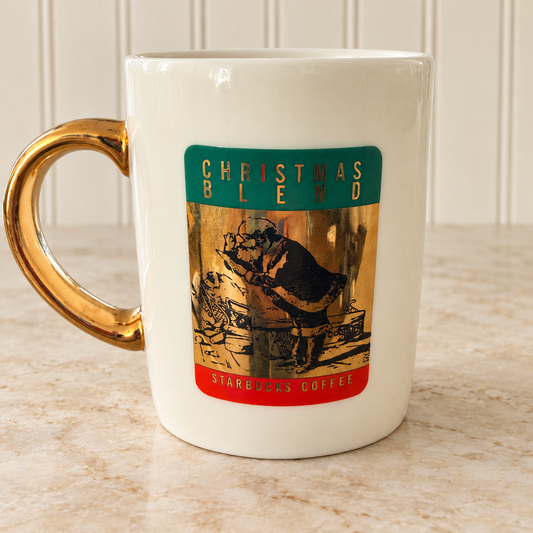 Vintage Starbucks Christmas Blend Gold-Handle Mugs – Set of 2
