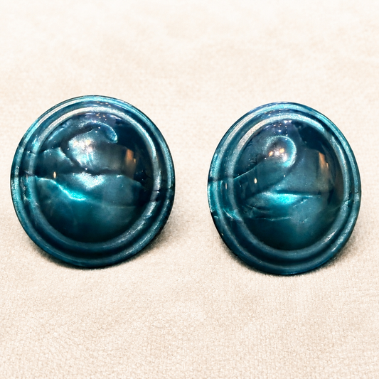 Teal Pearlized Dome Earrings