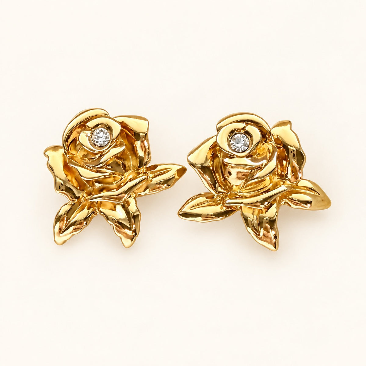 Gold Rose Earrings