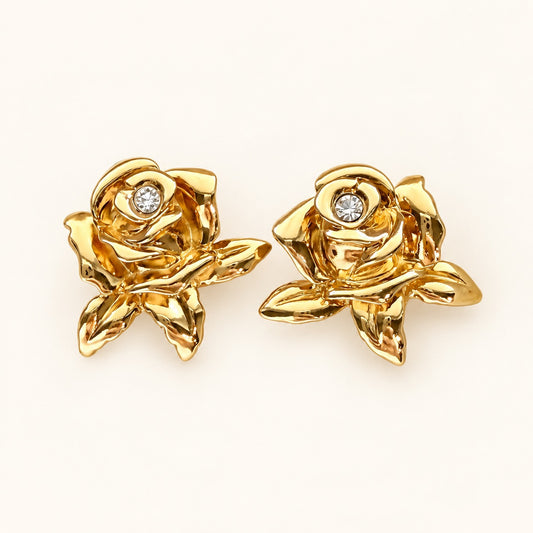 Gold Rose Earrings