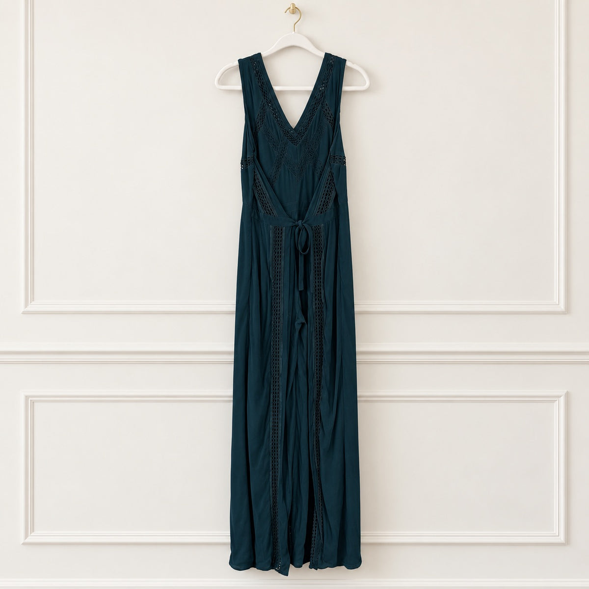 Elevenses Deep Teal Crochet-Trim Wide-Leg Jumpsuit | Size 4