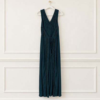 Elevenses Deep Teal Crochet-Trim Wide-Leg Jumpsuit | Size 4