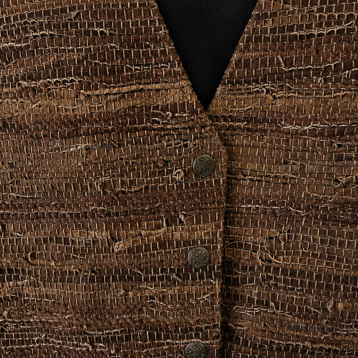 Kate & Me San Francisco Brown Textured Woven Vest | Size XL