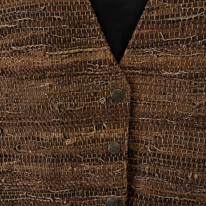 Kate & Me San Francisco Brown Textured Woven Vest | Size XL