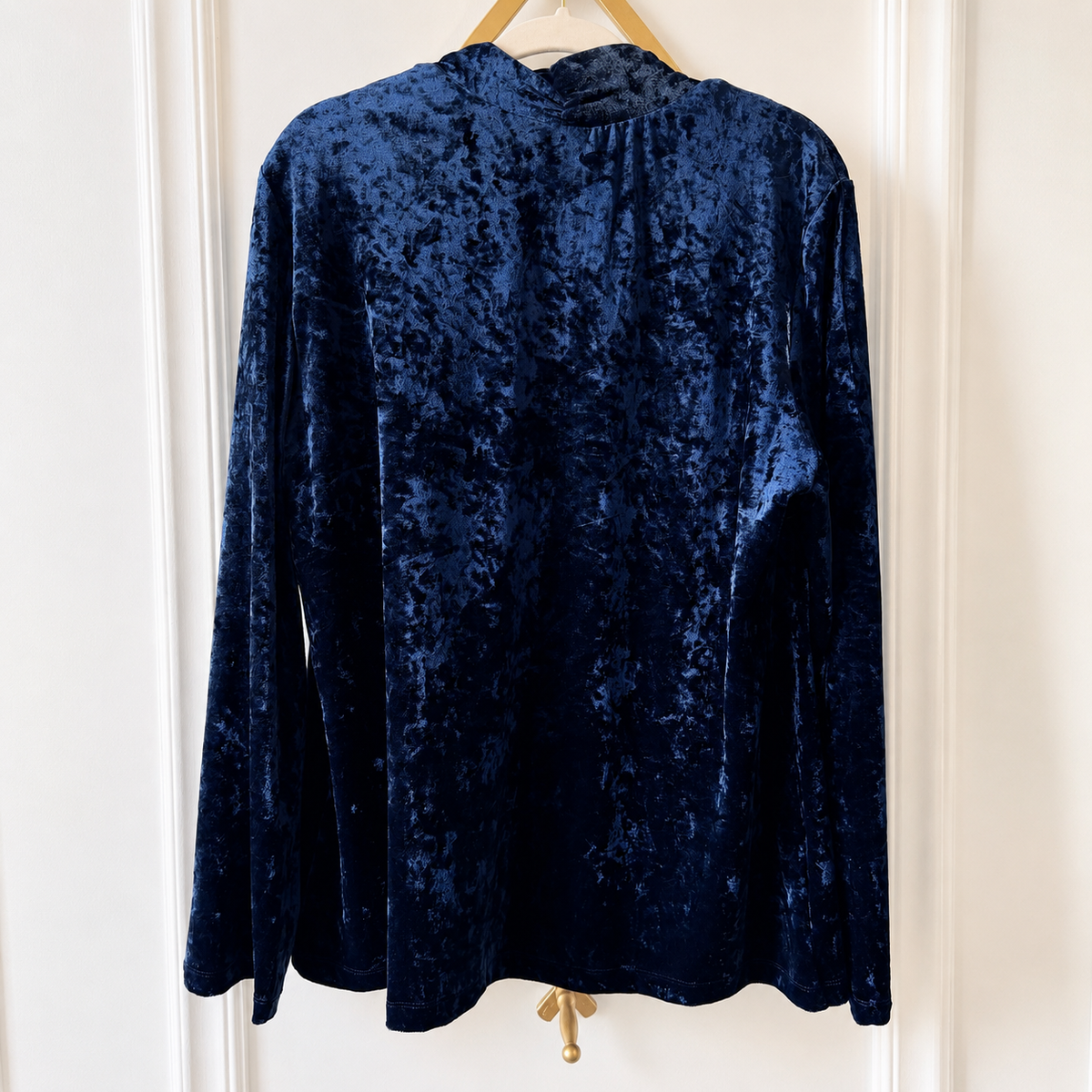 David Dart Navy Crushed Velvet Open Front Jacket | Size XL