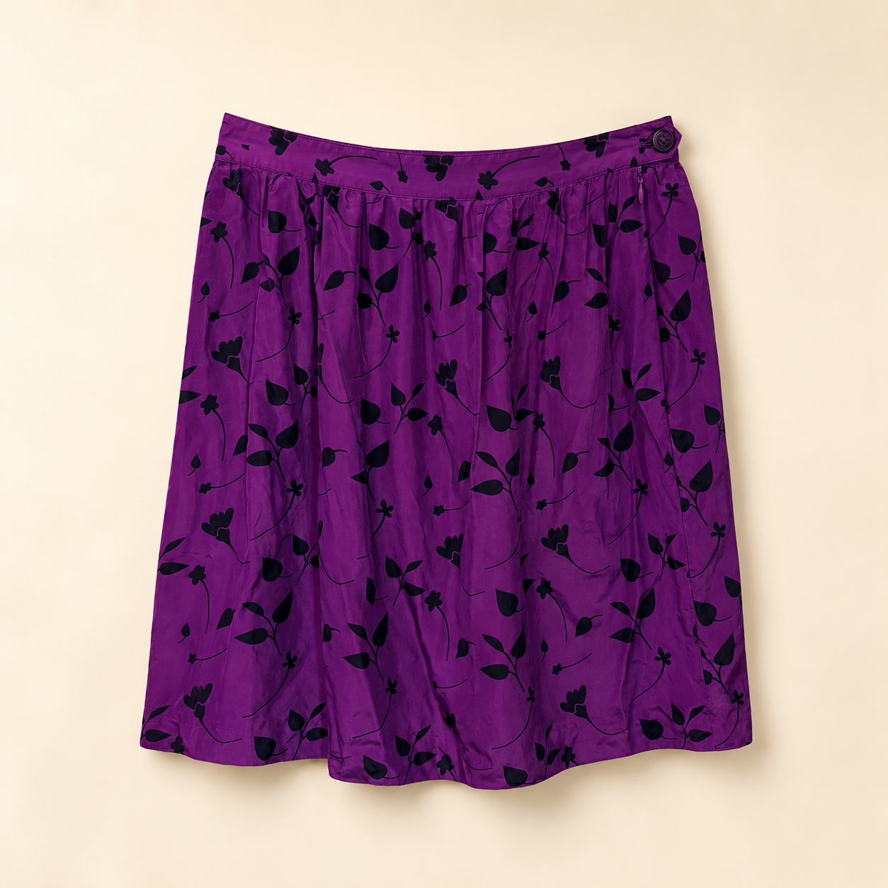 Vintage Brooks Brothers Silk Purple Vine & Leaf Print Skirt | Size 6