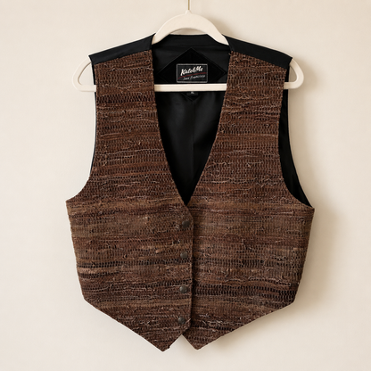 Kate & Me San Francisco Brown Textured Woven Vest | Size XL