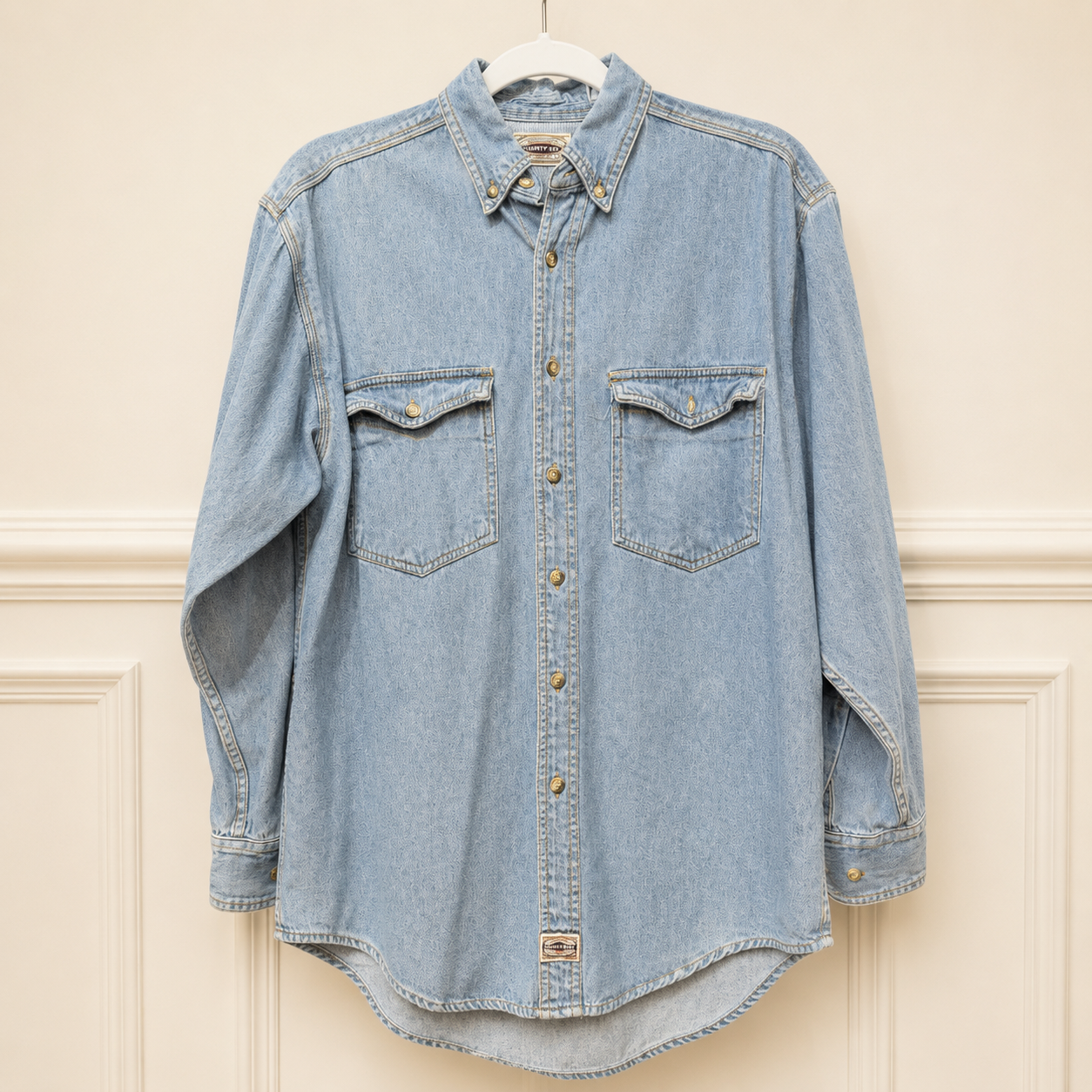 Vintage County Seat Jeanswear Light Wash Denim Button-Up Shirt
