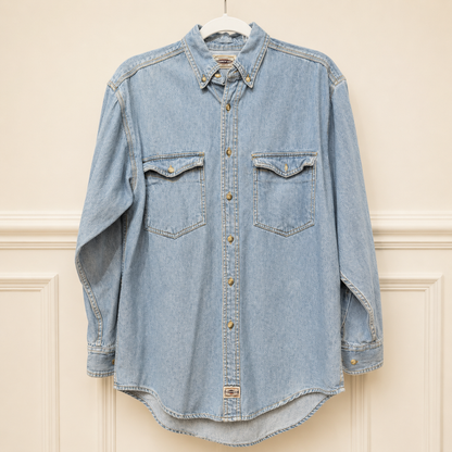 Vintage County Seat Jeanswear Light Wash Denim Button-Up Shirt