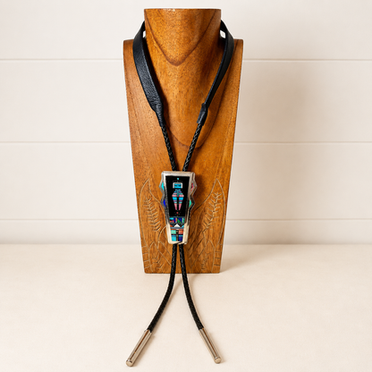 Jim Harrison, Navajo Silversmith Sterling Silver Multistone Navajo 'Yei Bi Chei' Bolo Tie